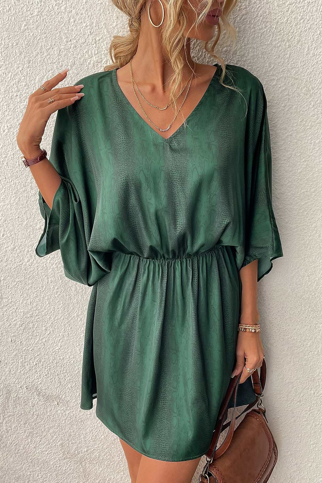 Avia Snakeskin Print V-Neck Dress