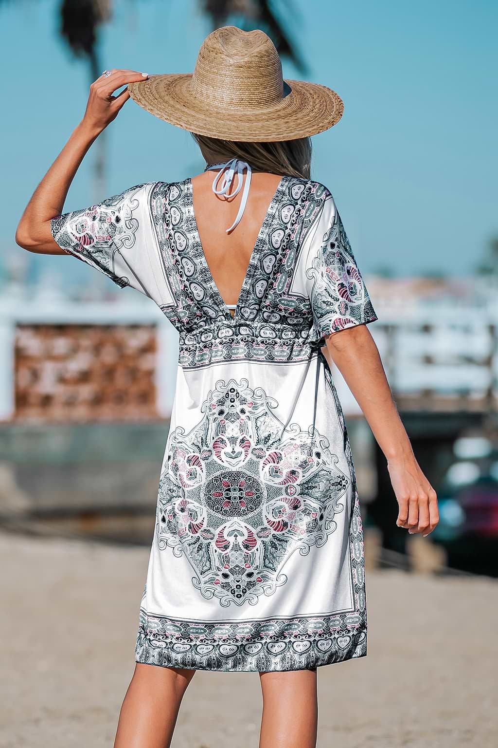 Always Sweet Paisley Plunge Swim Cover-Up Dress