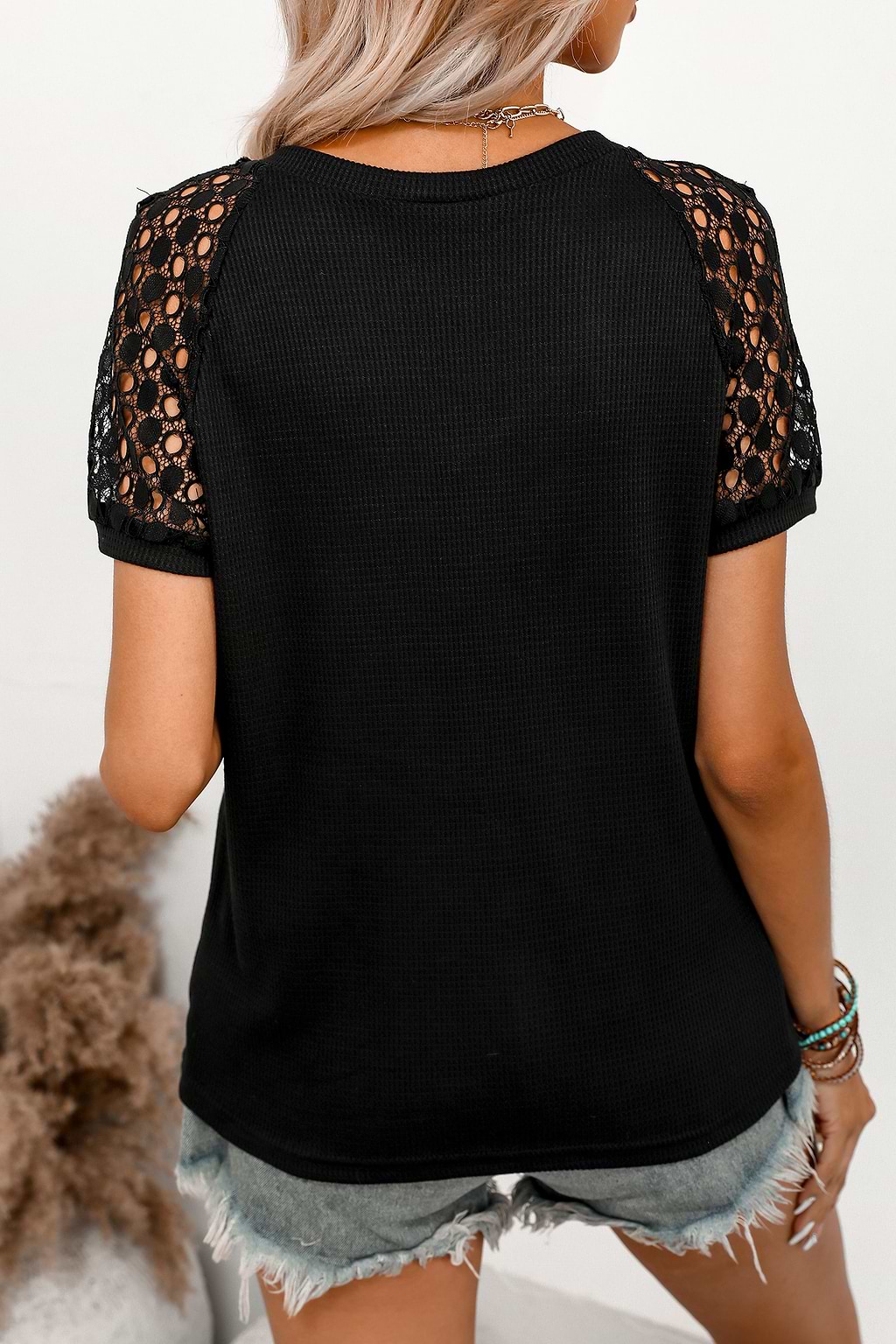 Dolly Lace Sleeve V-Neck Tee