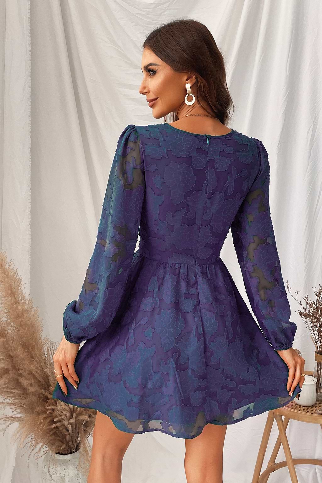 Zinnia Bubble Sleeve V-neck Dress