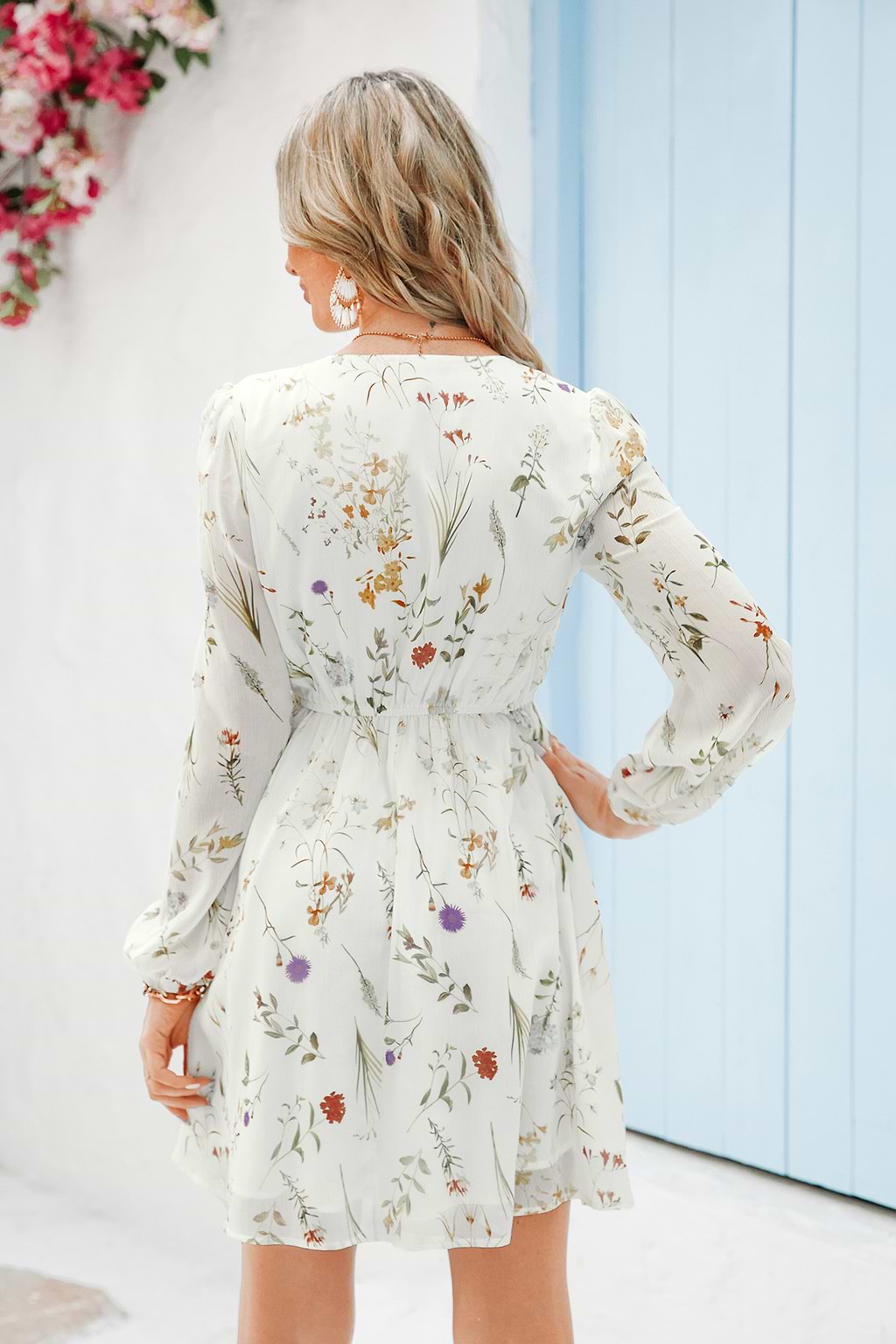 Alaia Ditsy Floral Peasant Sleeve Dress