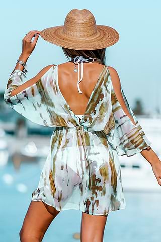 summer black beach dress Sahara Tie Dye V Neck Jersey Bubble Dress Blue/white – SisterOnlinestore main image 0