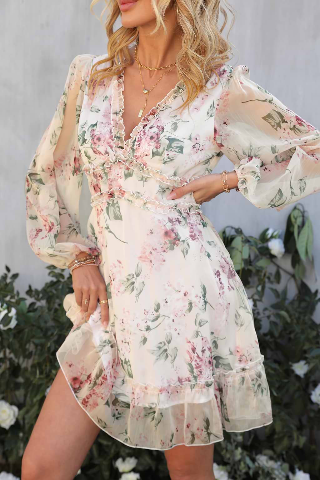 Ariadne Ruffled Floral Print Dress