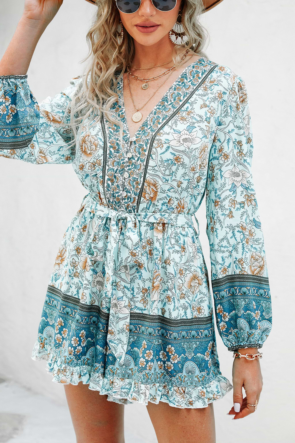 Alberta Belted Paisley Floral Romper