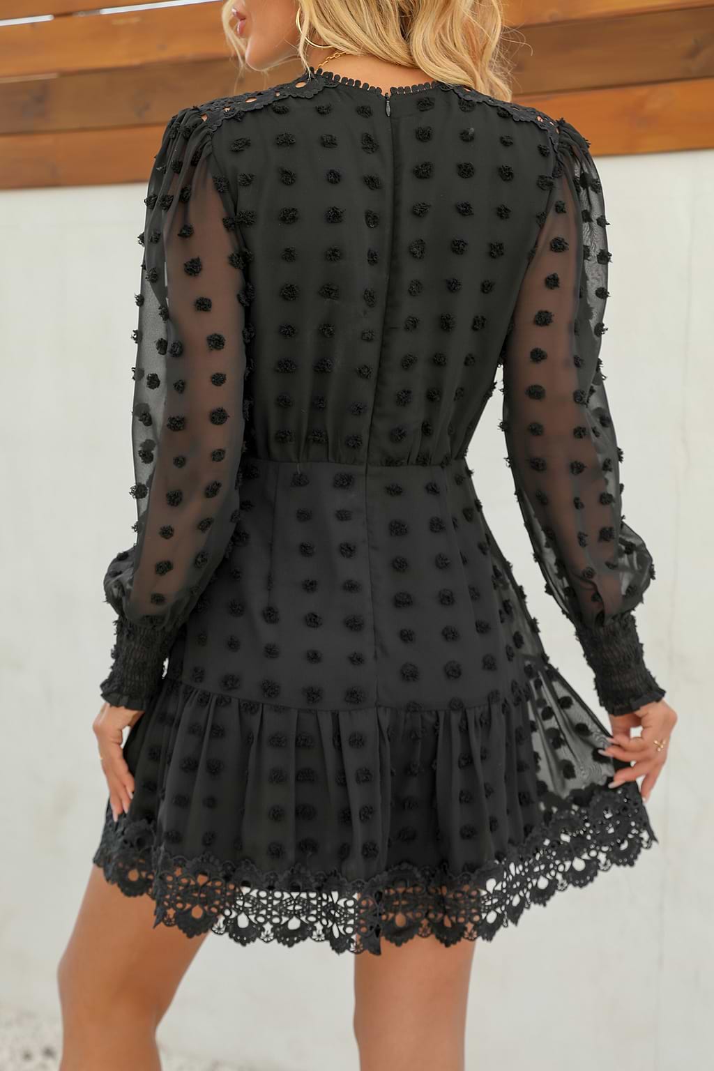 Remington Clip Dot Lace Trim Dress