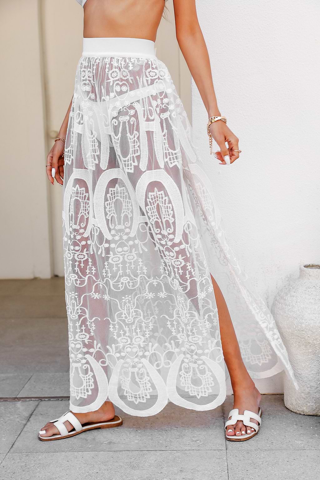 Elafonisi Embroidery Slit Sarong