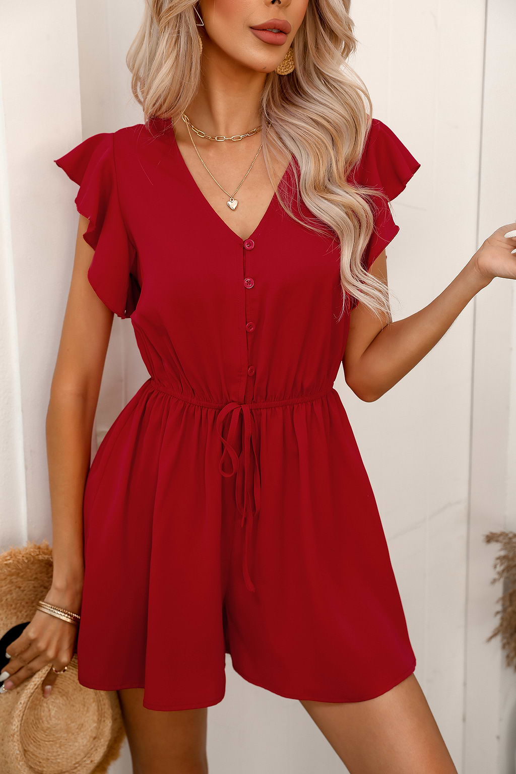 Petra Ruffled Drawstring Romper