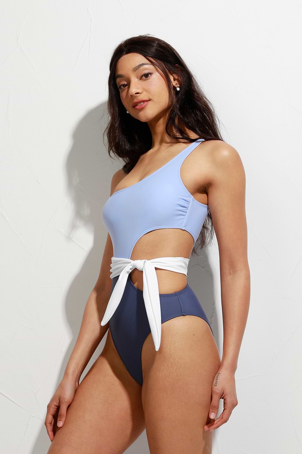 Santorini Solid Colorblock Cutout One Piece Swimsuit
