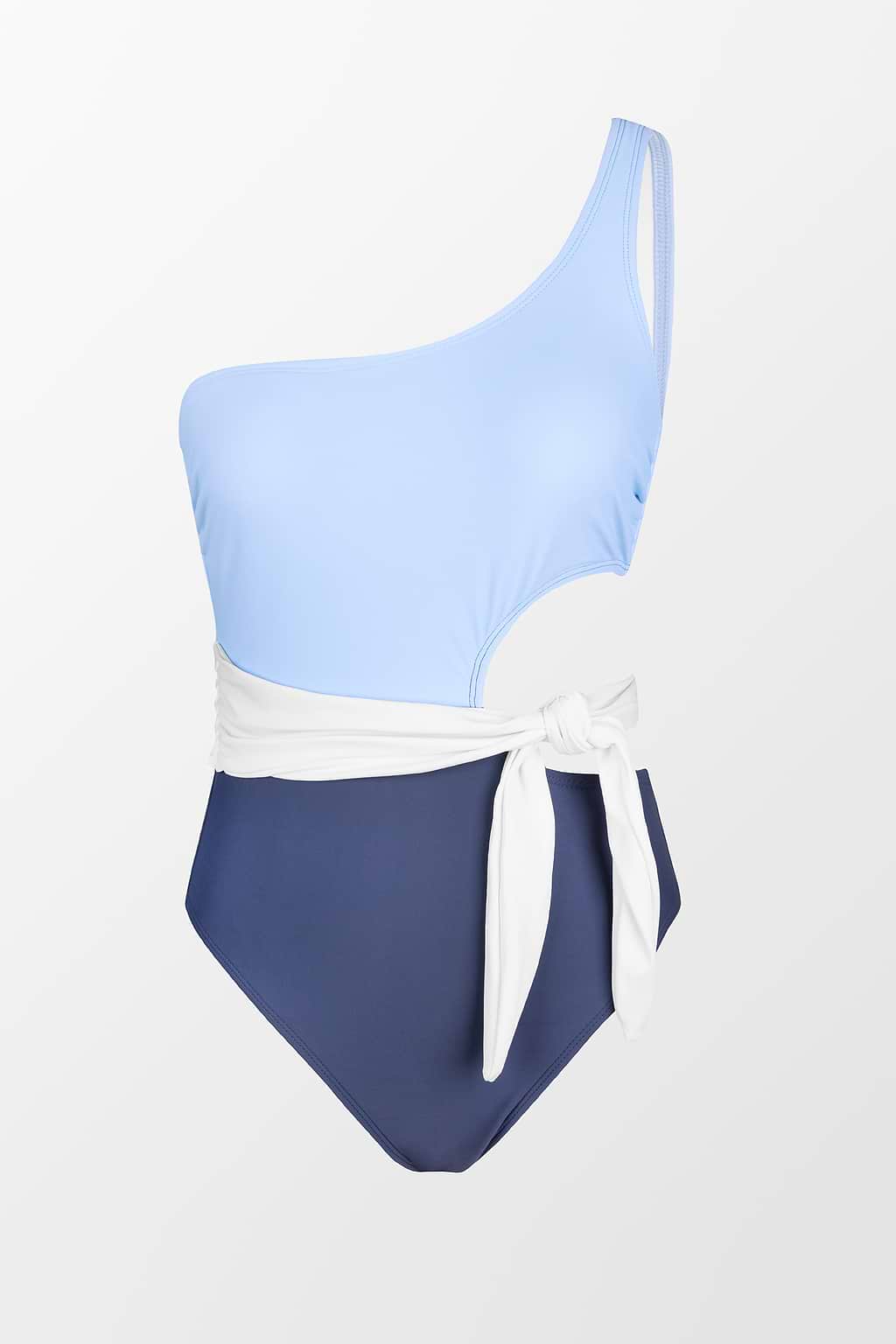 Santorini Solid Colorblock Cutout One Piece Swimsuit
