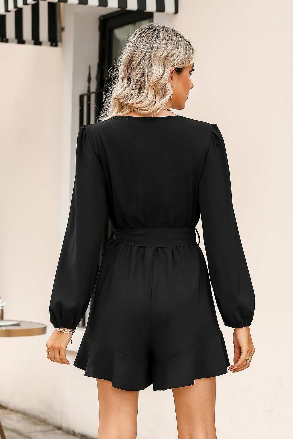 Saundra Belted Flounce Romper