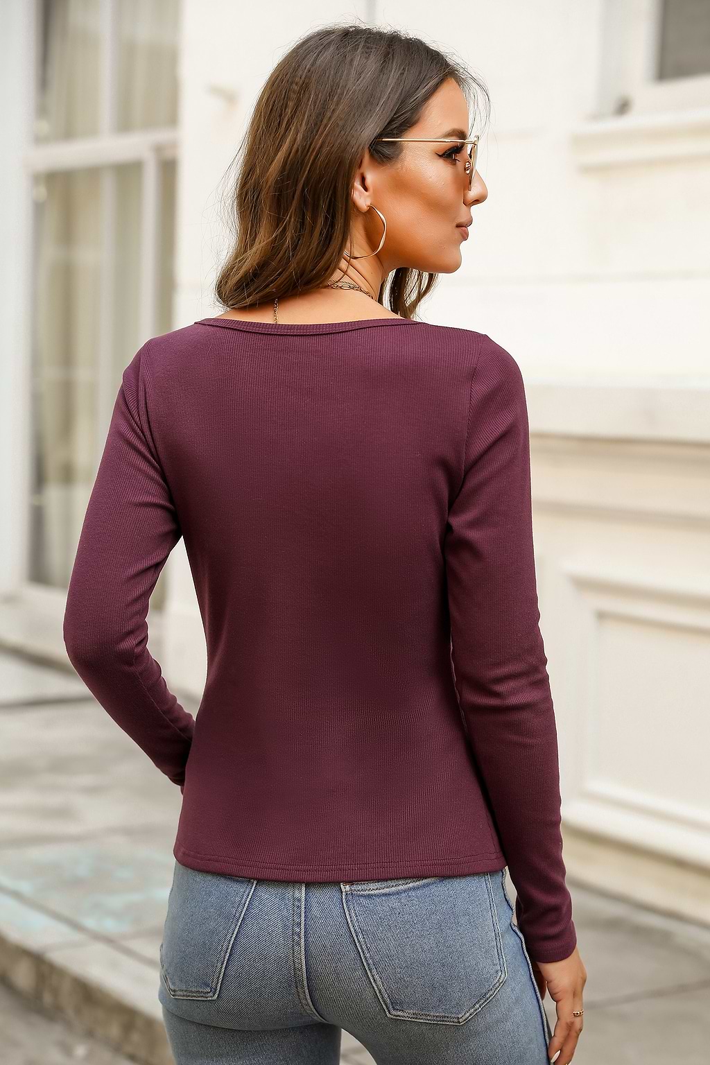 Camiseta Henley Acanalada