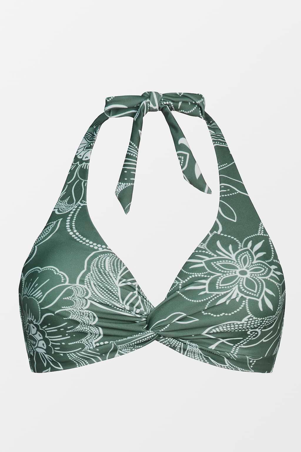 Verde Top de Bikini Botánico con Escote Halter