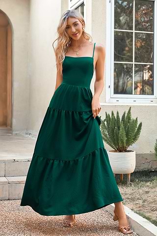 Coral Bay Lace up Thin Straps A-Shape Dress Coral Bay Lace up Thin Straps A-Shape Dress