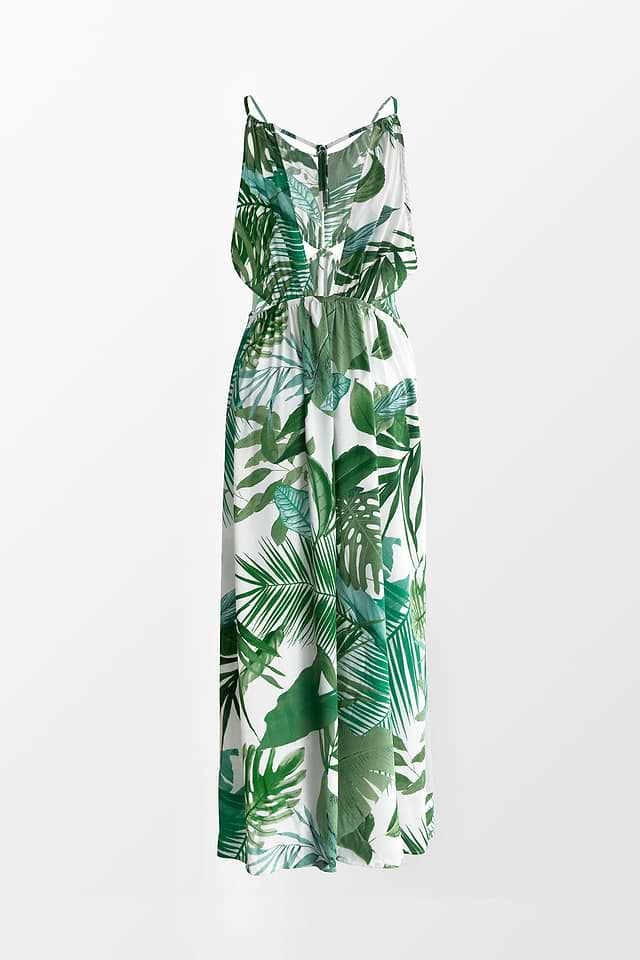 slim fit dress slacks Izzy Leafy Padded Twist Back Midi Dress In Green – The Design Closets main image 1