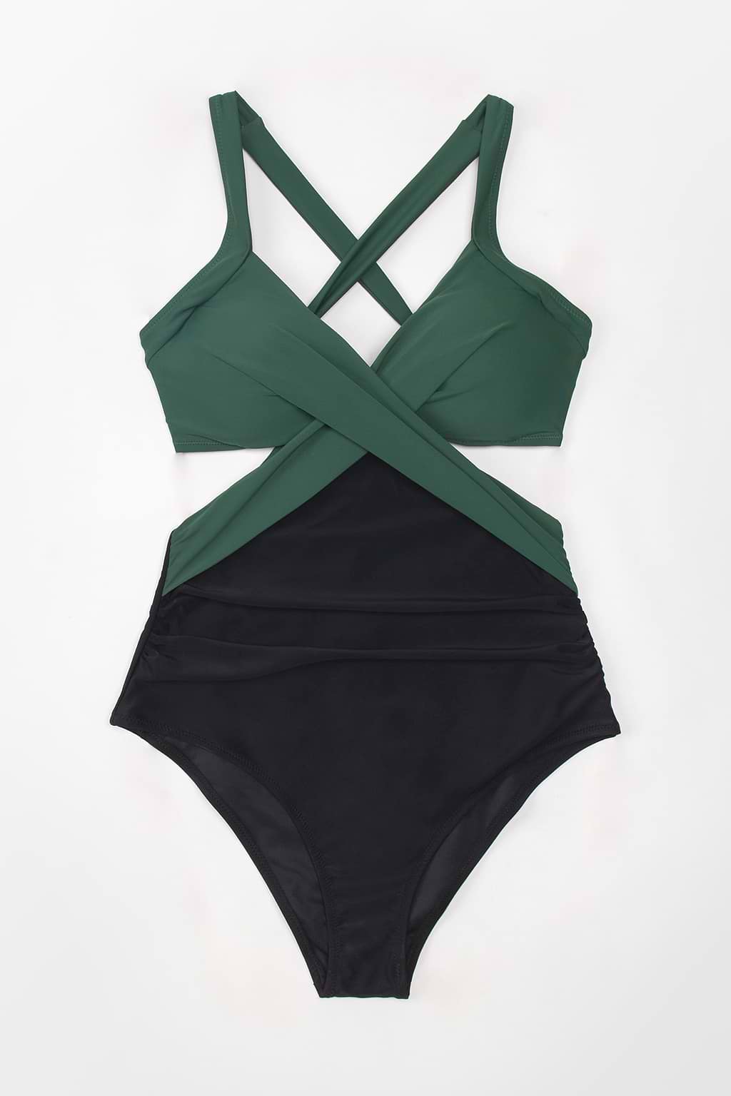 Maillot de bain une pièce croisé en blocs de couleurs