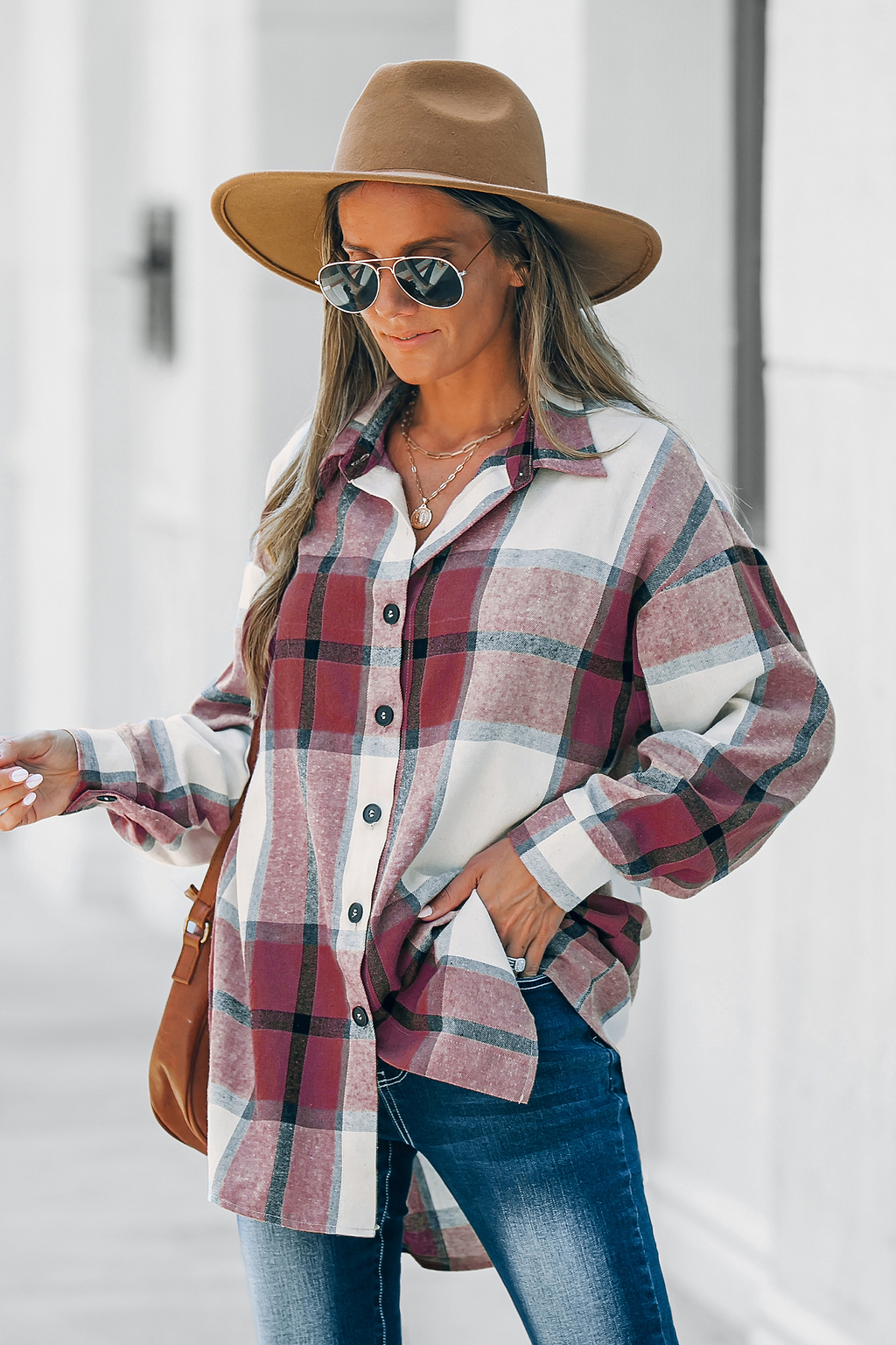 Karierte Flanelluse mit Knopfleiste