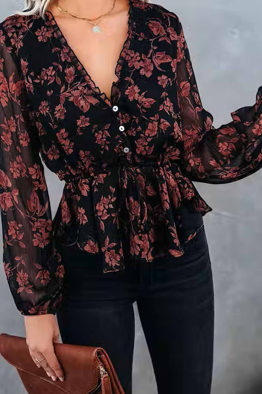 Beverly Floral Print Chiffon Top
