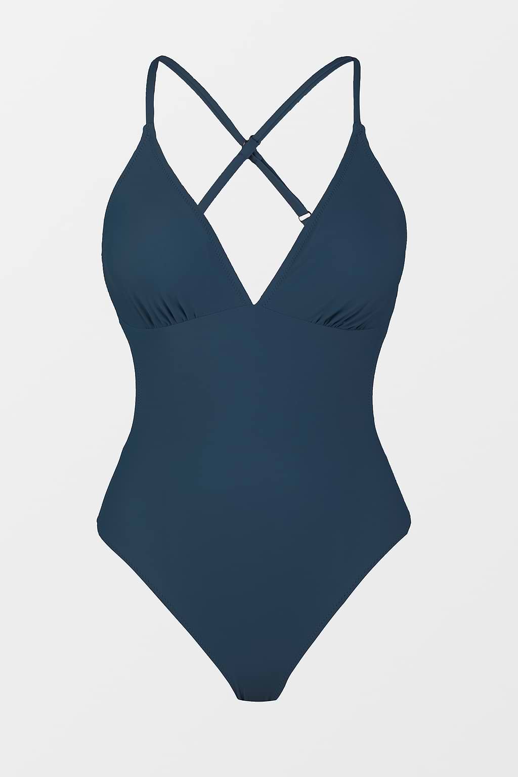 Navy Cross Back Adjustable Straps Cutout One Piece Swimsuit