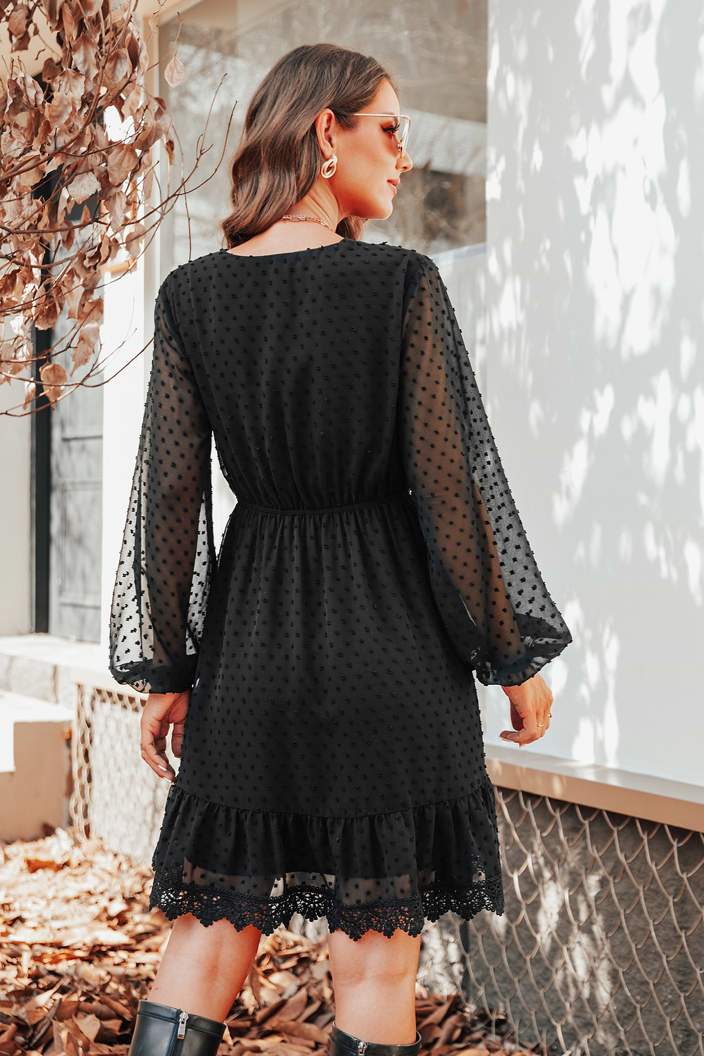 Nettie Clip Dot Lace Mini Dress