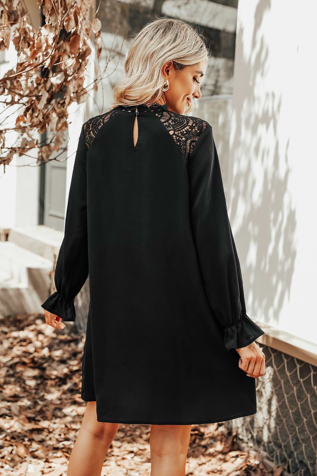 Paulina Lace Trumpet Sleeve Midi Dress