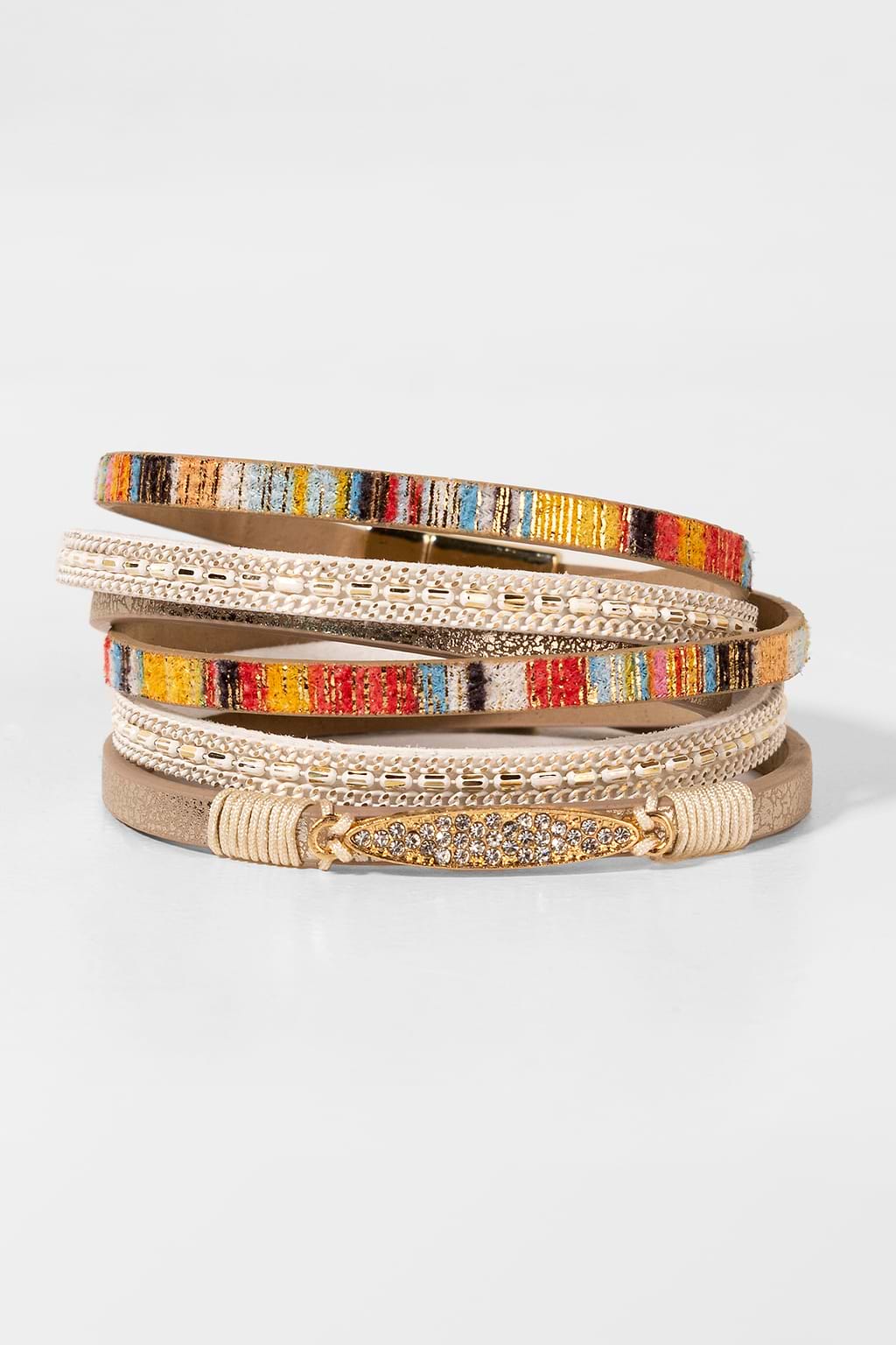 Cupshe Women Boho Stripe Bracelet Khaki