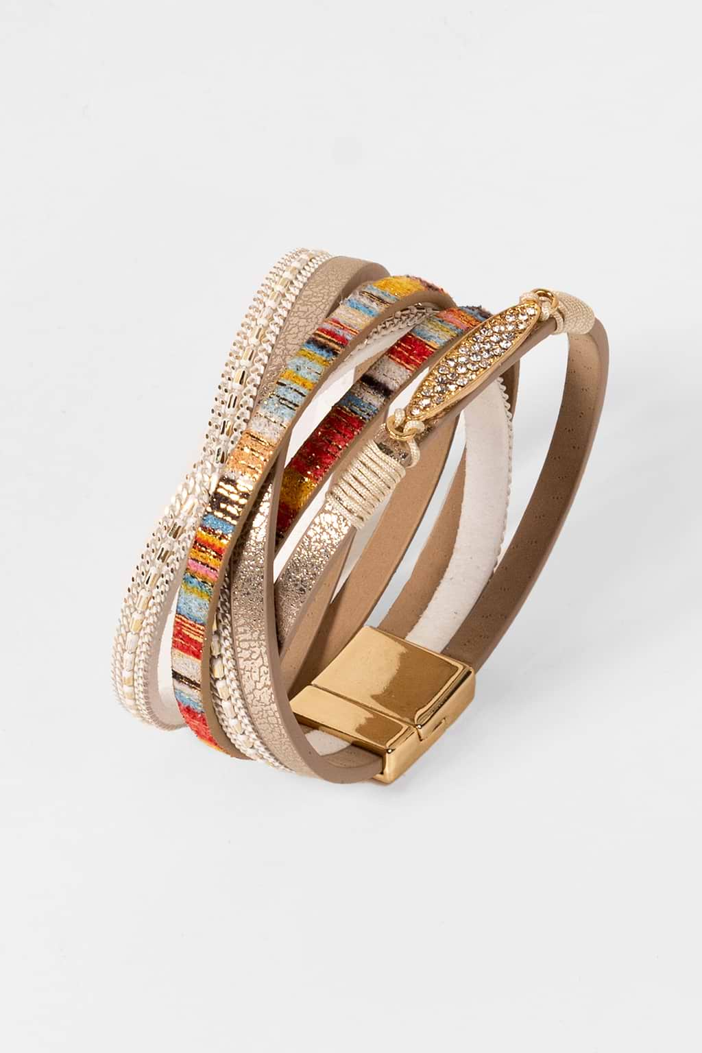 Cupshe Women Boho Stripe Bracelet Khaki