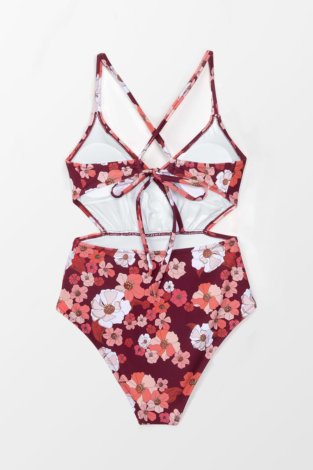 Maillot de bain une pièce rouge à fleurs