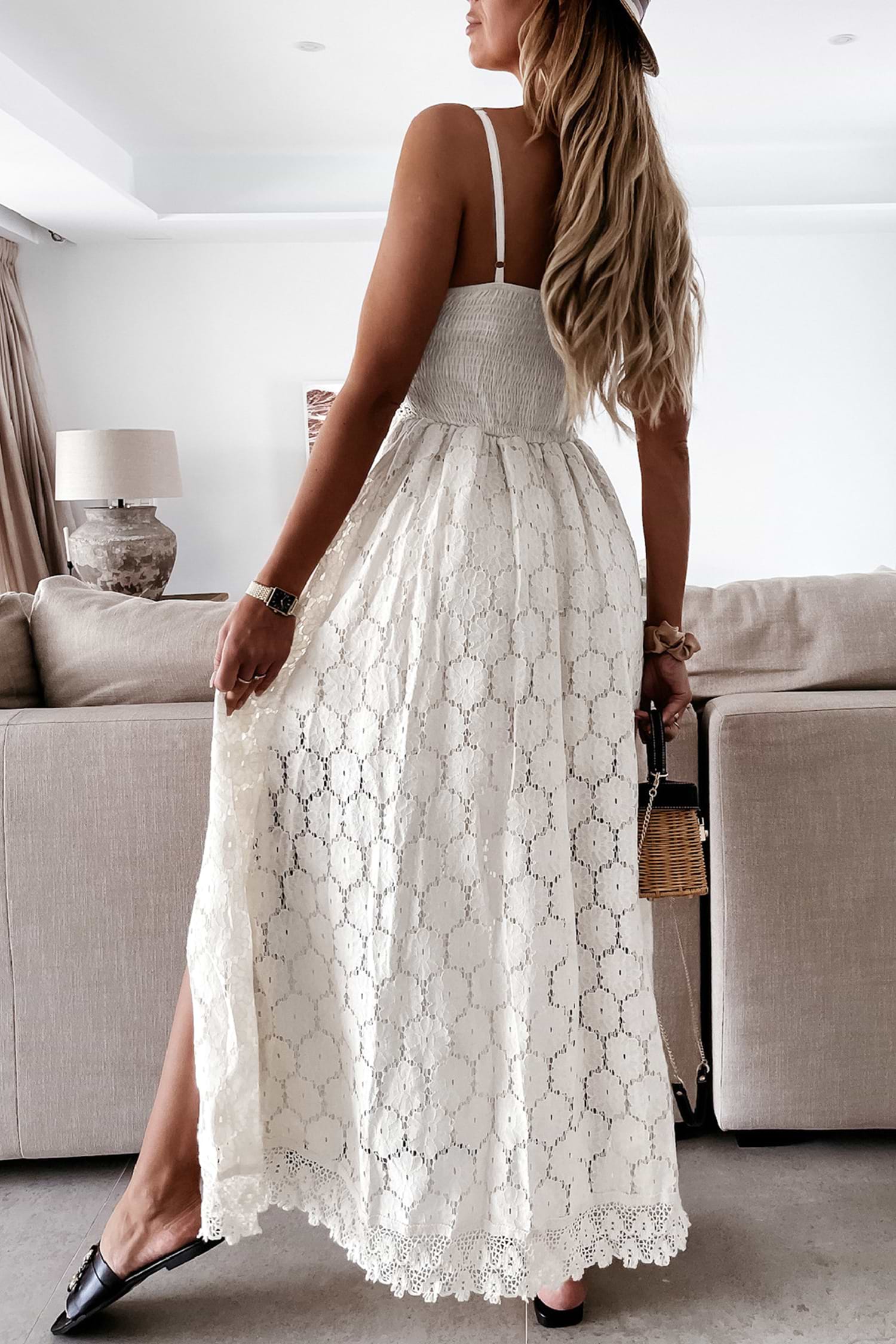Thin Straps Ruching Smocking Jumpsuit
