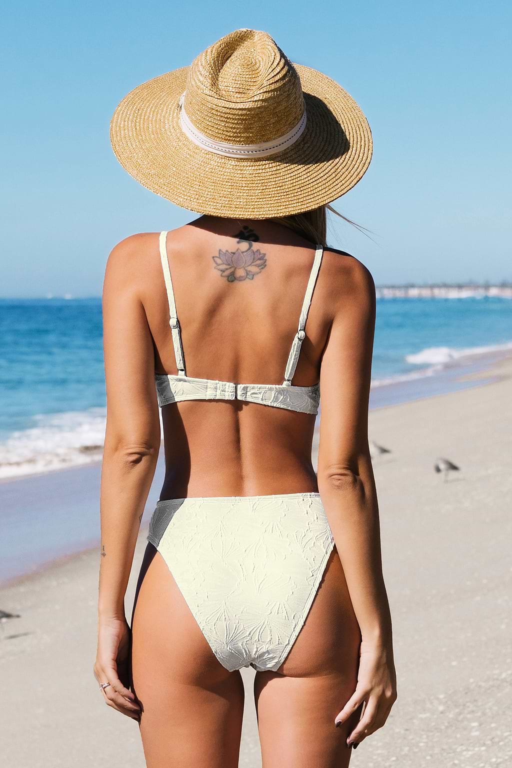 Floral Jacquard Cutout Cheeky Monokini Swimsuit