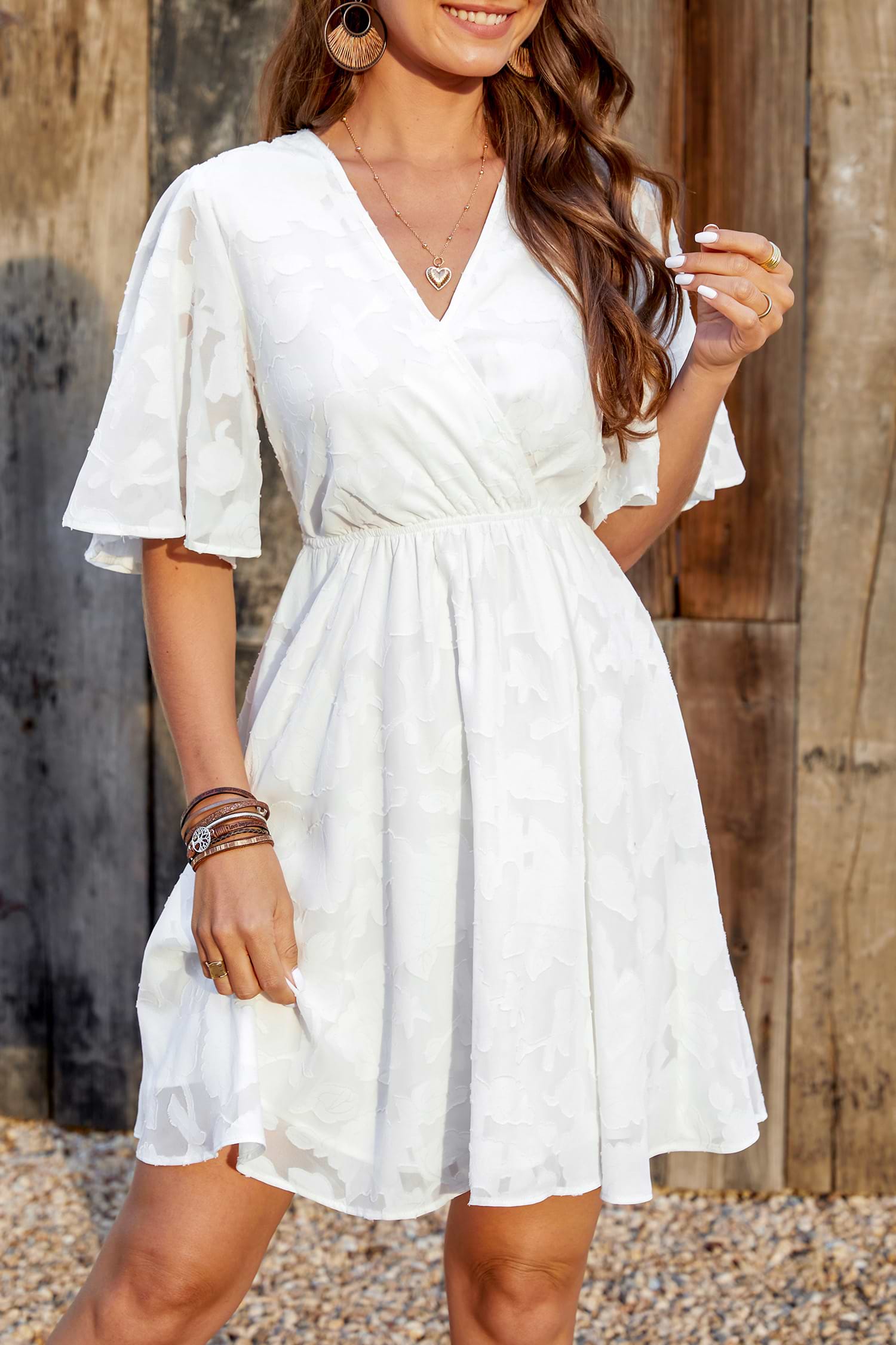 Floral Jacquard Flowy Mini Dress