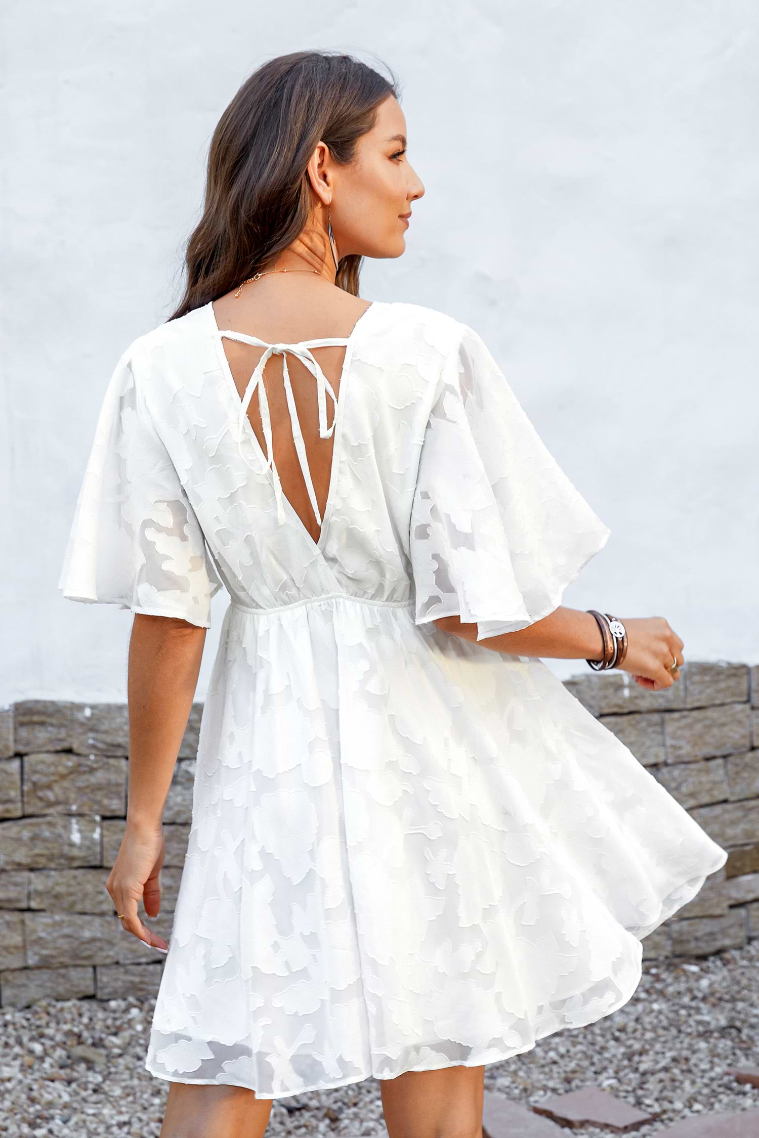 Floral Jacquard Flowy Mini Dress