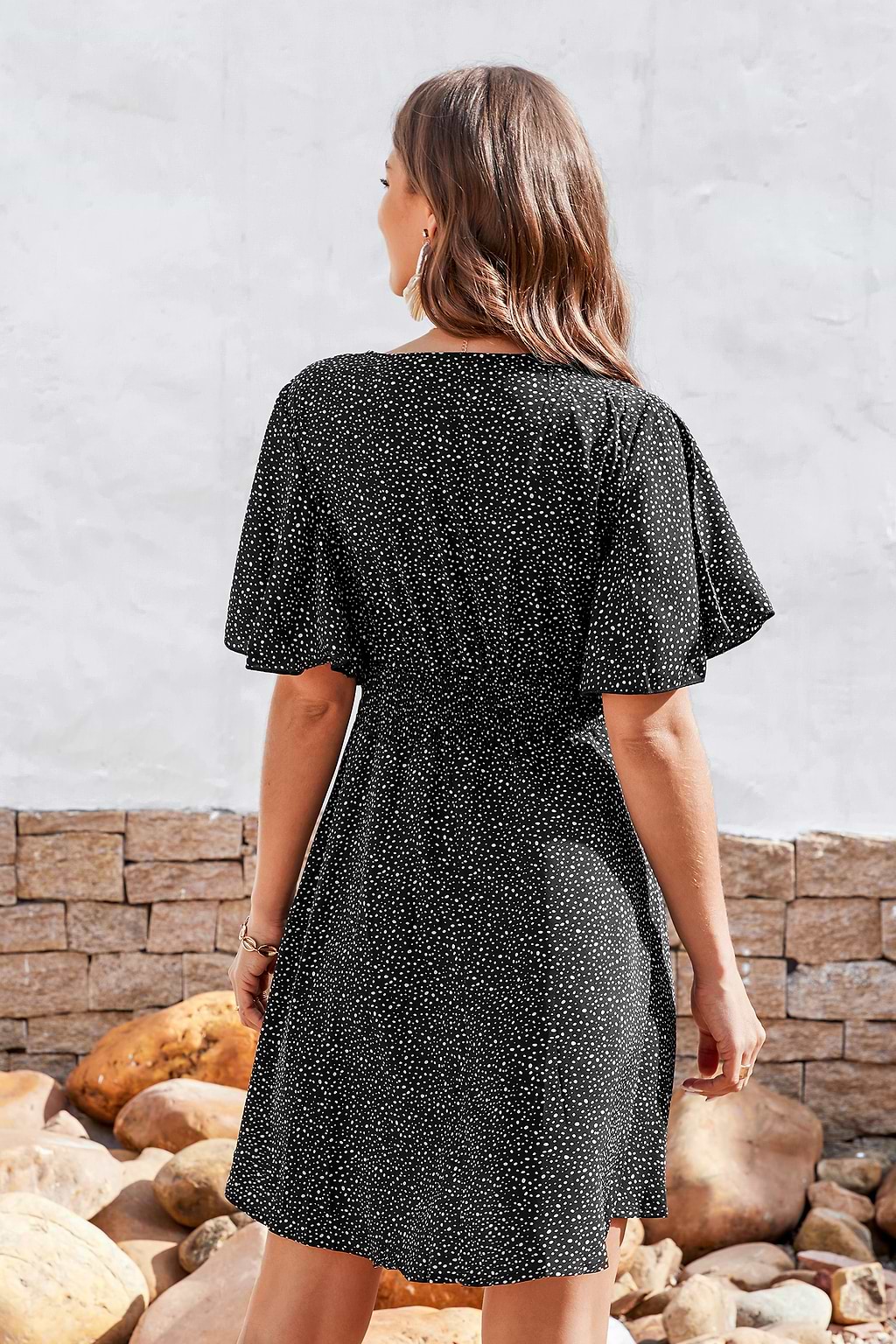 70 Degrees Speckled Print Chiffon Dress