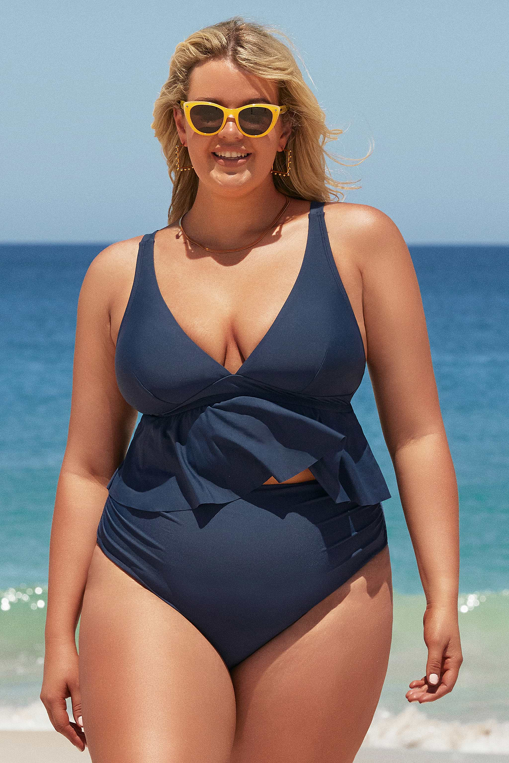 Release Happiness Shirred High Waist Plus Size Bikini Bottoms