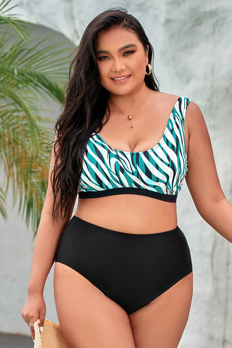 Plus Size Zebra Cut Out Bikini Top