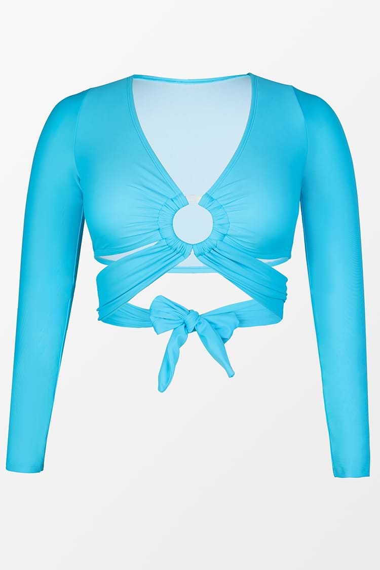 Love Los Angeles O-Ring Long Sleeve Plus Size Crop Top