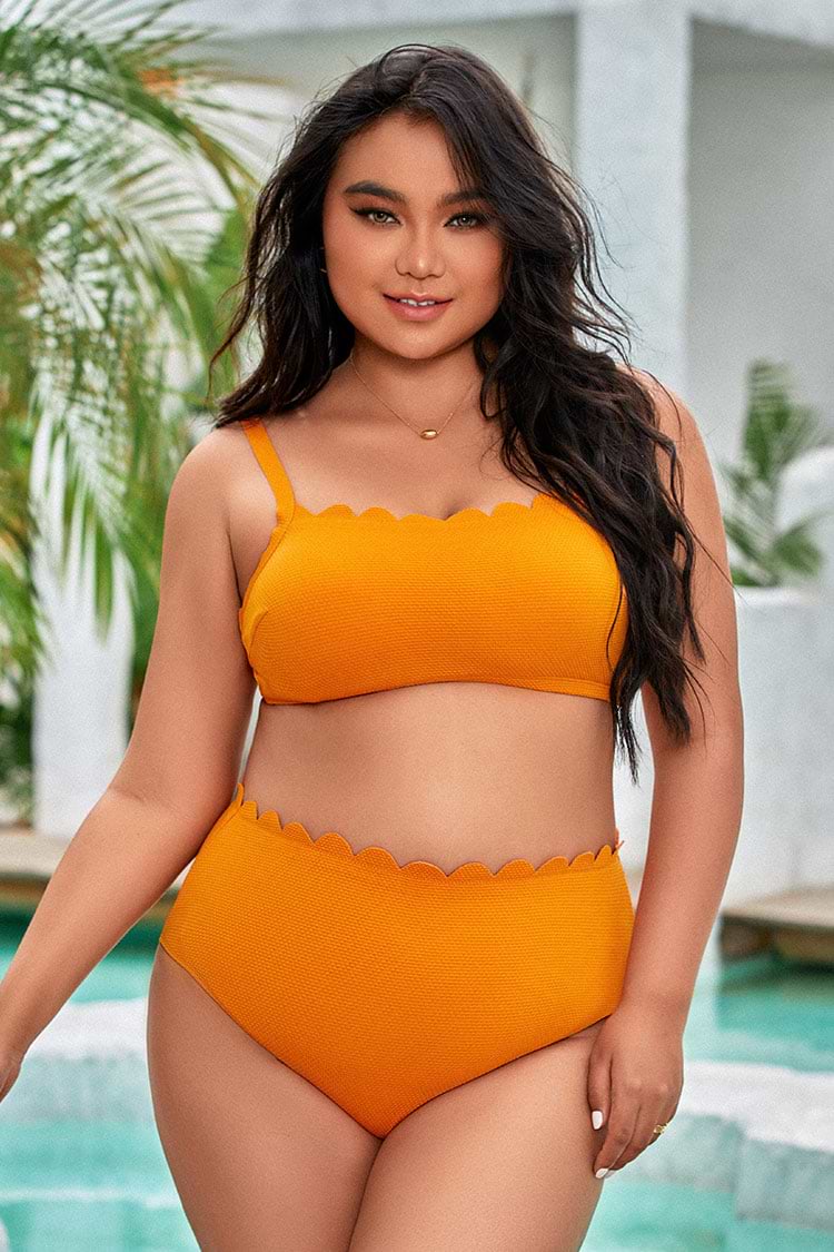 Mayra Scalloped High Waisted Plus Size Bikini Bottom