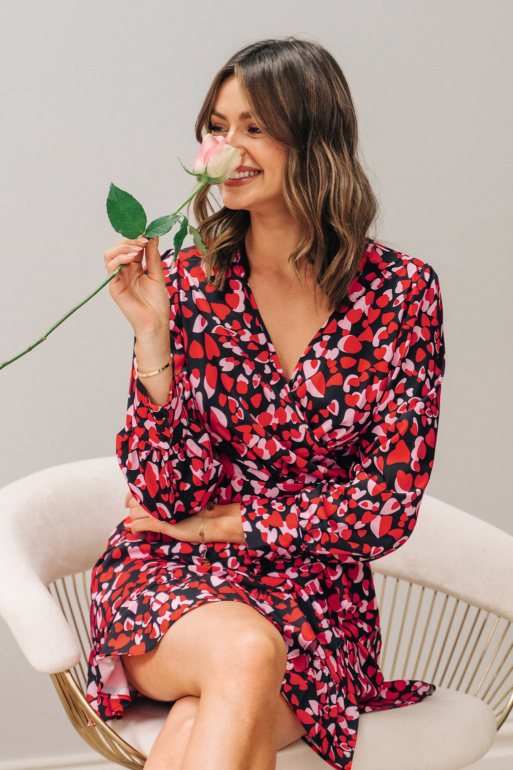 Anissa V-neck Long Sleeve Short Dress