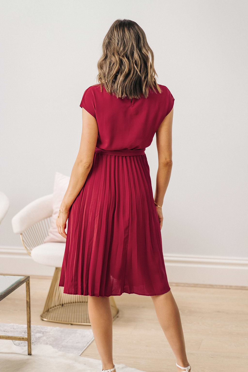 Clifton Pleated Belted Maxi Dress