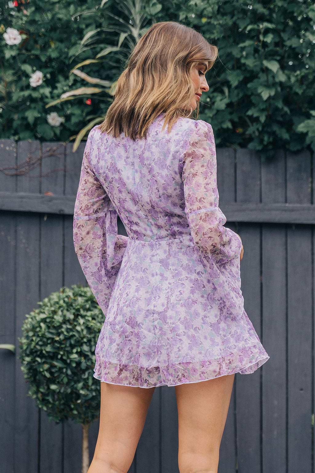 Cayla V-neck Ruffled Floral Print Dress