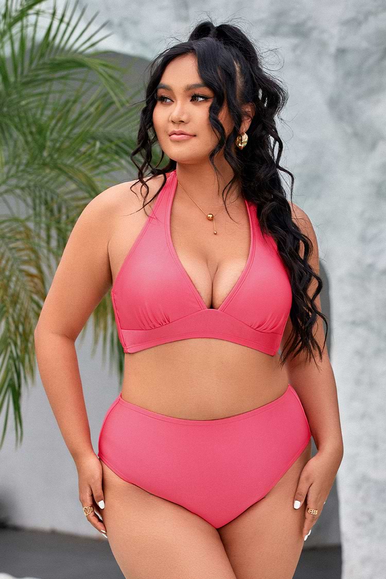 Vapor Wave Back Tie Plus Size Bikini Top