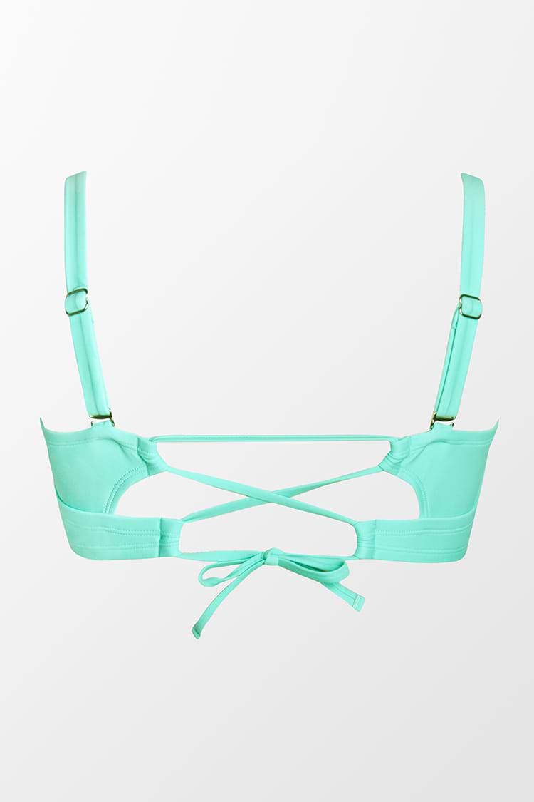 Große Größen Bikinihose mit High waist in Aquamarin