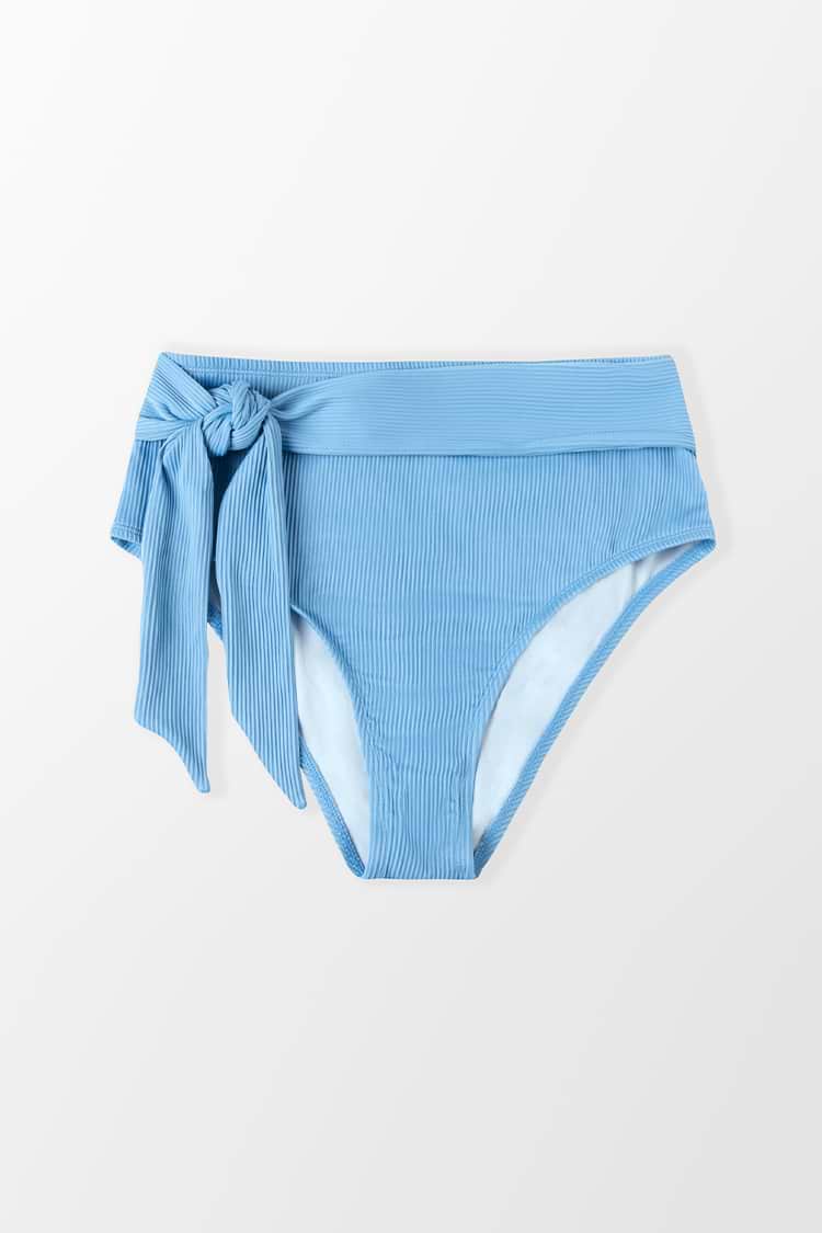 Strawberry Field Tie High Waist Tummy Control Plus Bikini Bottom