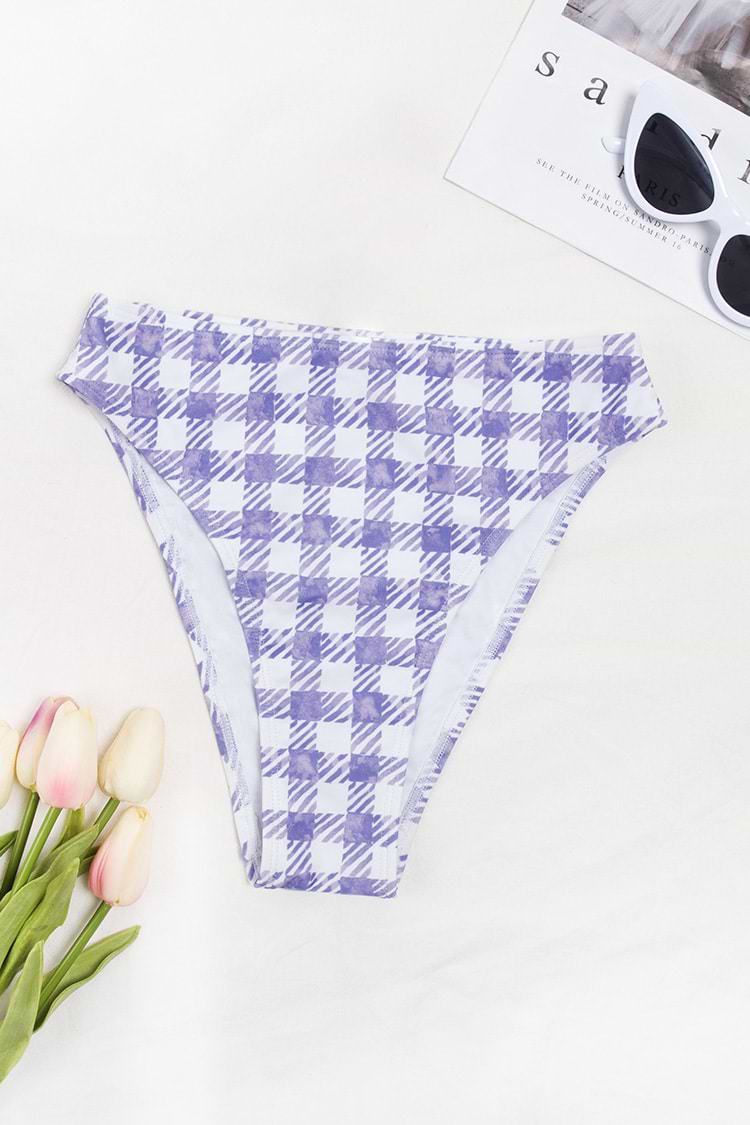 Haut de bikini à bralette festonné vichy