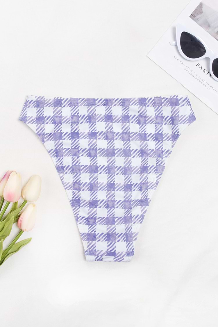 Haut de bikini à bralette festonné vichy