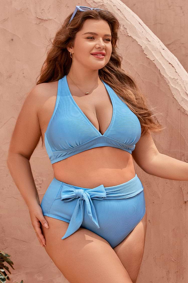 Strawberry Field Tie High Waist Tummy Control Plus Bikini Bottom