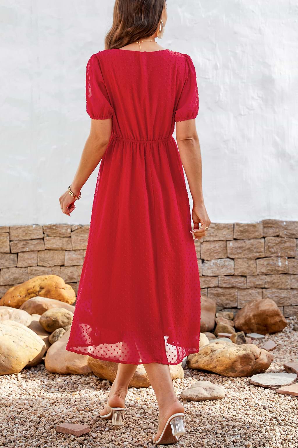 Candice Clip Dot V-Neck Maxi Dress