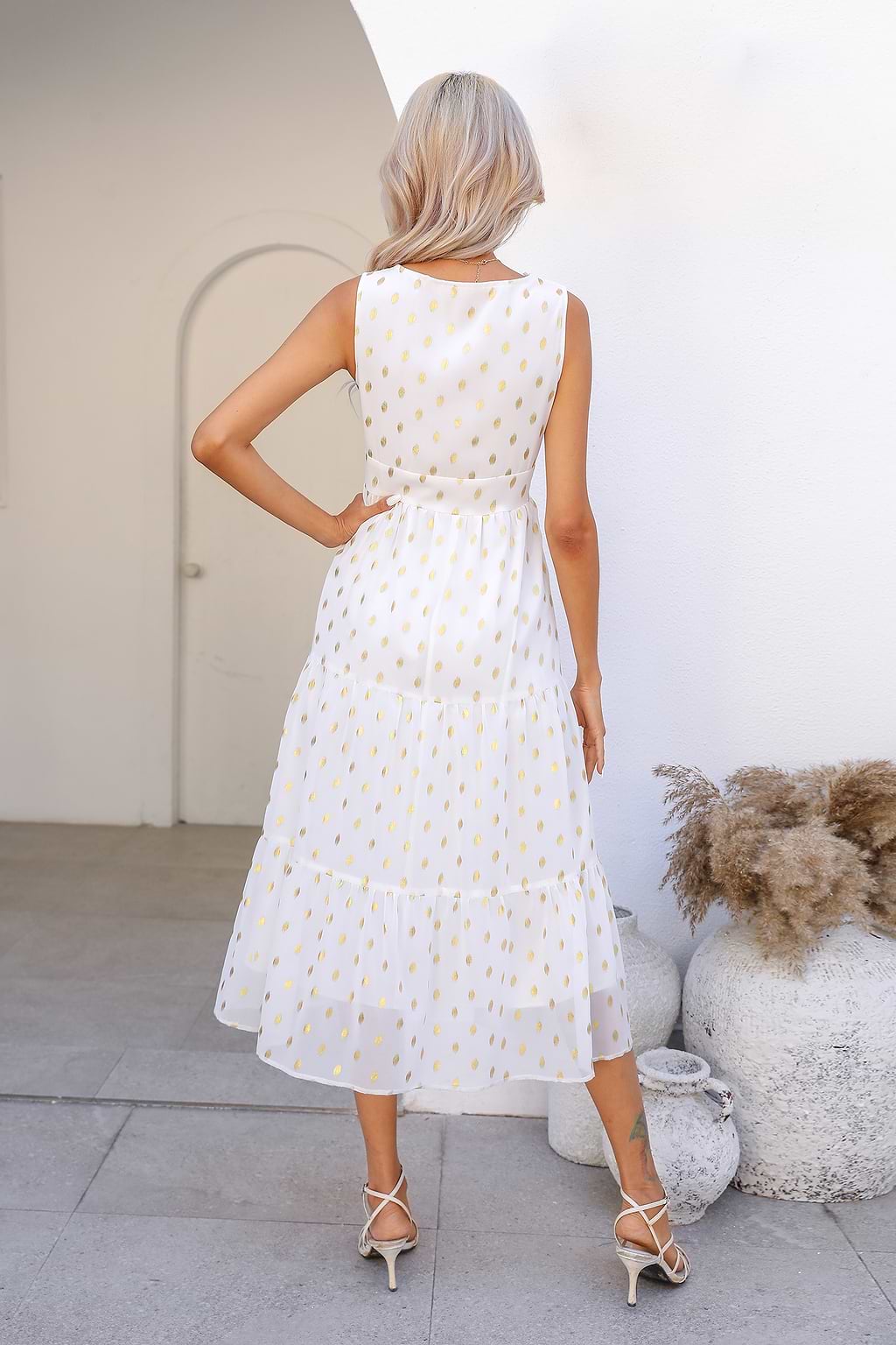 Emmaline Polka Dot Chiffon Dress