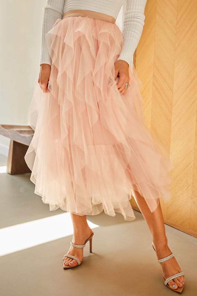 Tulle Midi Skirt Maxi Skirt Pink Tulle Mesh Skirt Tis' The SZN