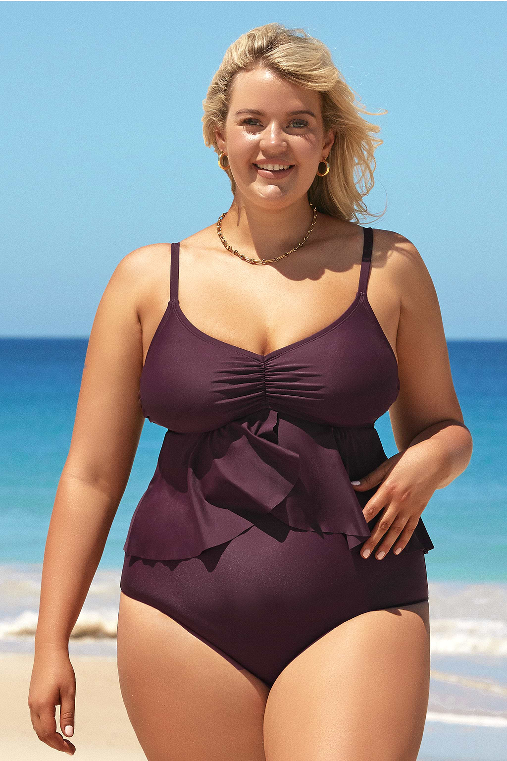 Tankini con volantes y bikini de talla grande con cintura alta