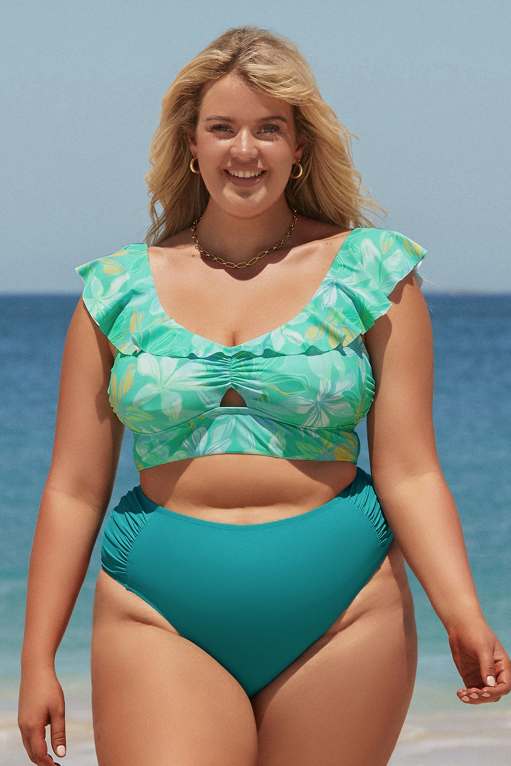 Braguitas de bikini fruncidas de cintura alta y tallas grandes